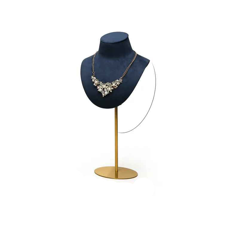Presentoir collier métal buste bleu