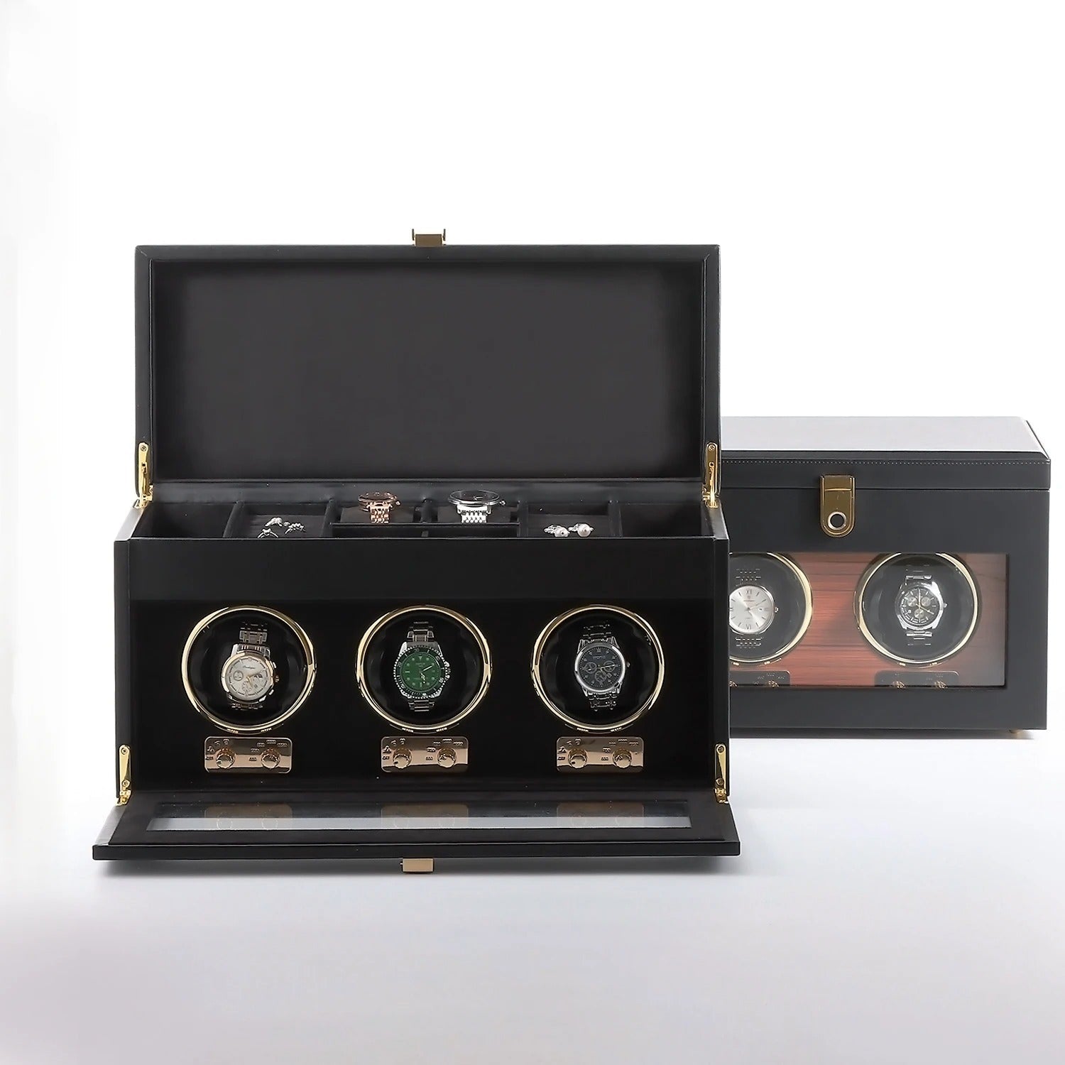 Remontoir 3 Montres Carbone LED Vitrine Premium