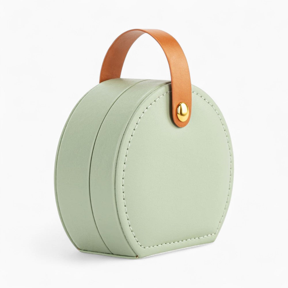 Boîte Bijoux Cuir Ronde Velours Voyage