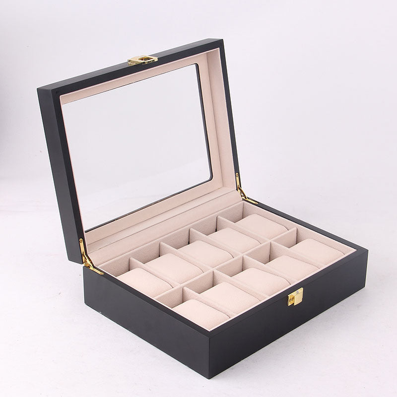 Boîte Rangement Montres Vitrine Luxe Noir Pro