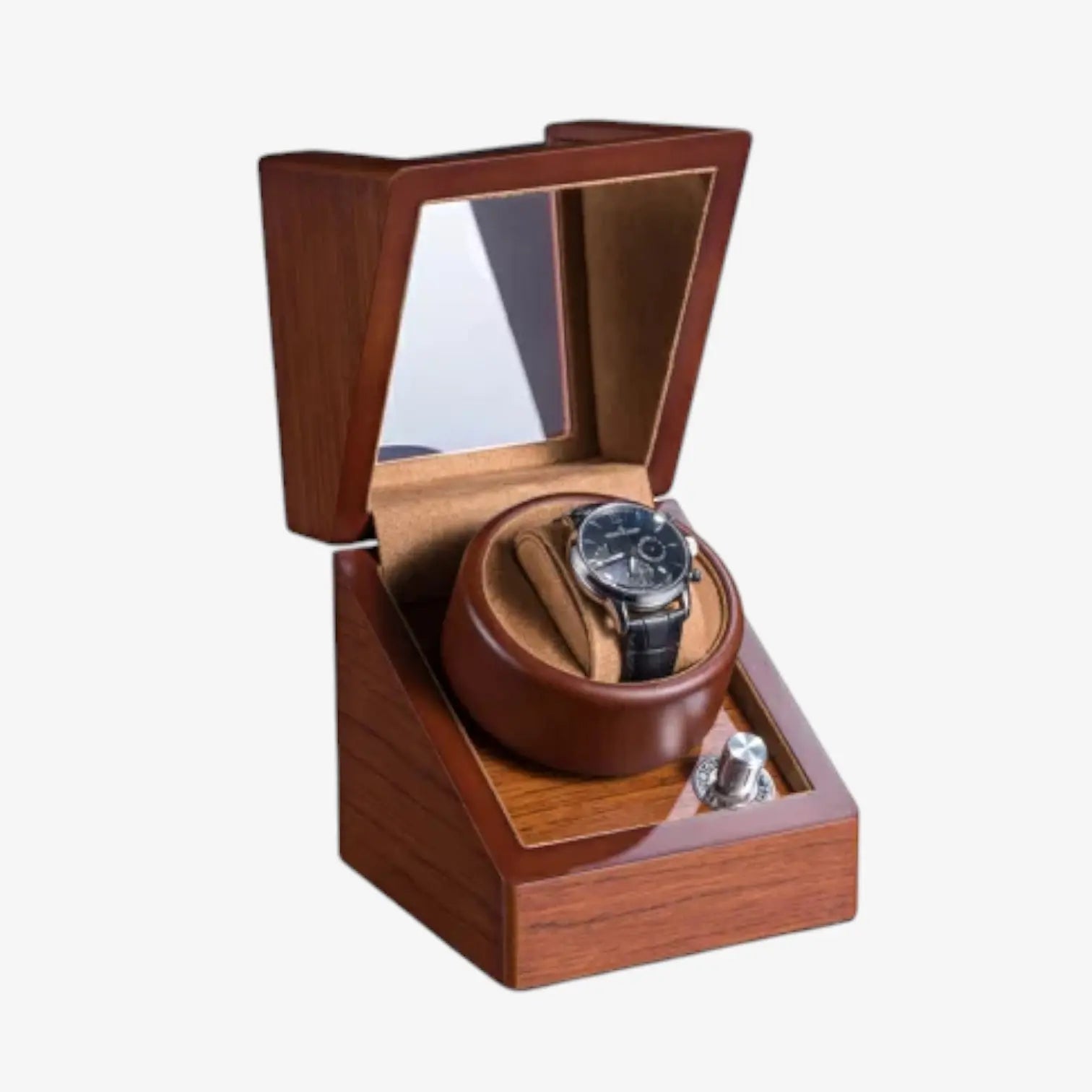 Remontoir Montre Bois Chêne Massif Vintage
