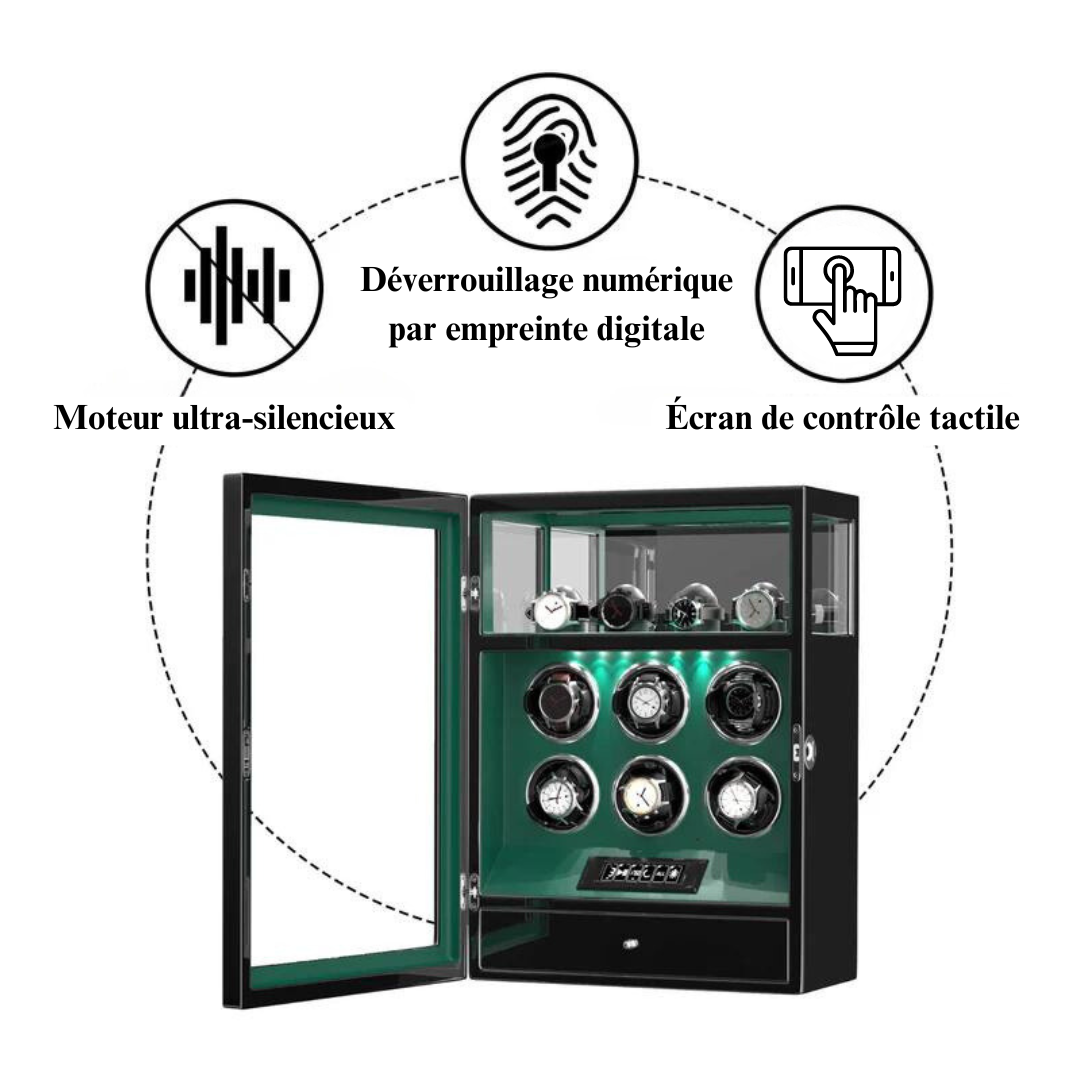 Coffre Fort Montre Cuir 6 Places Empreinte Biométrique