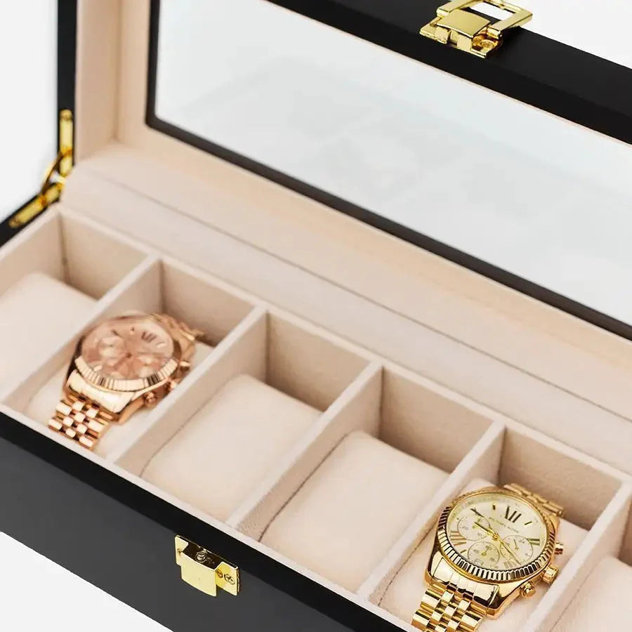 Boîte Rangement Montres Vitrine Luxe Noir Pro