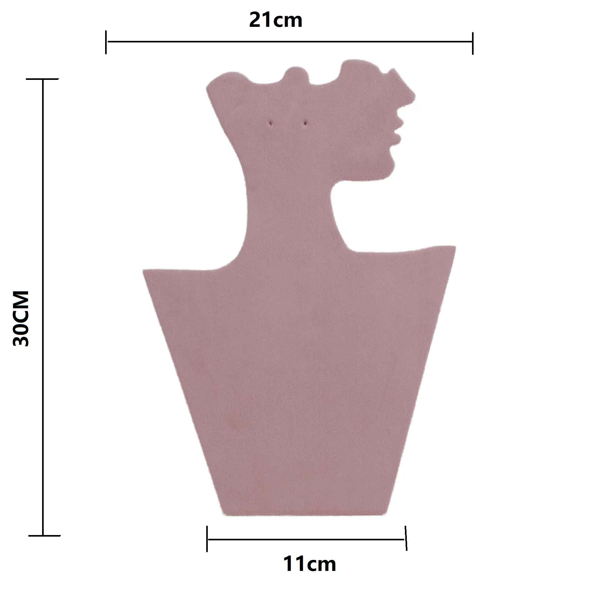 Présentoir Collier &amp; Boucles d’Oreilles Silhouette Féminine en Flanelle Rose (30 × 21 cm)