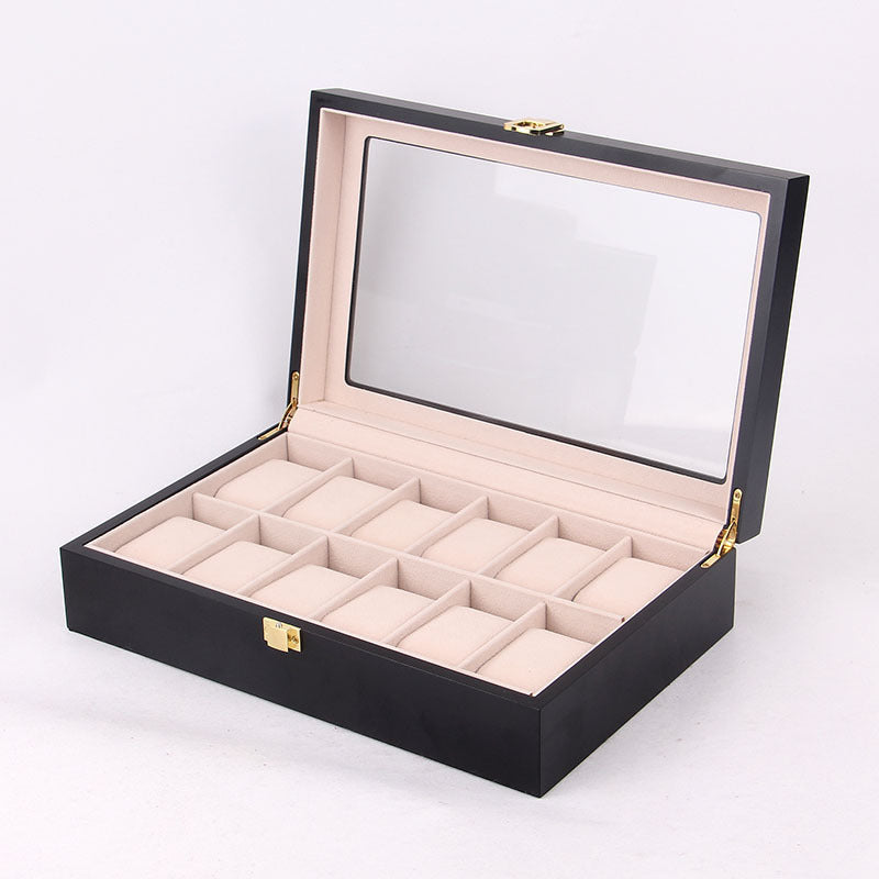 Boîte Rangement Montres Vitrine Luxe Noir Pro