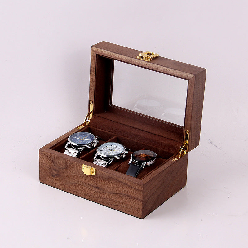 Boîte Montre Bois Verre 3 Places Luxe
