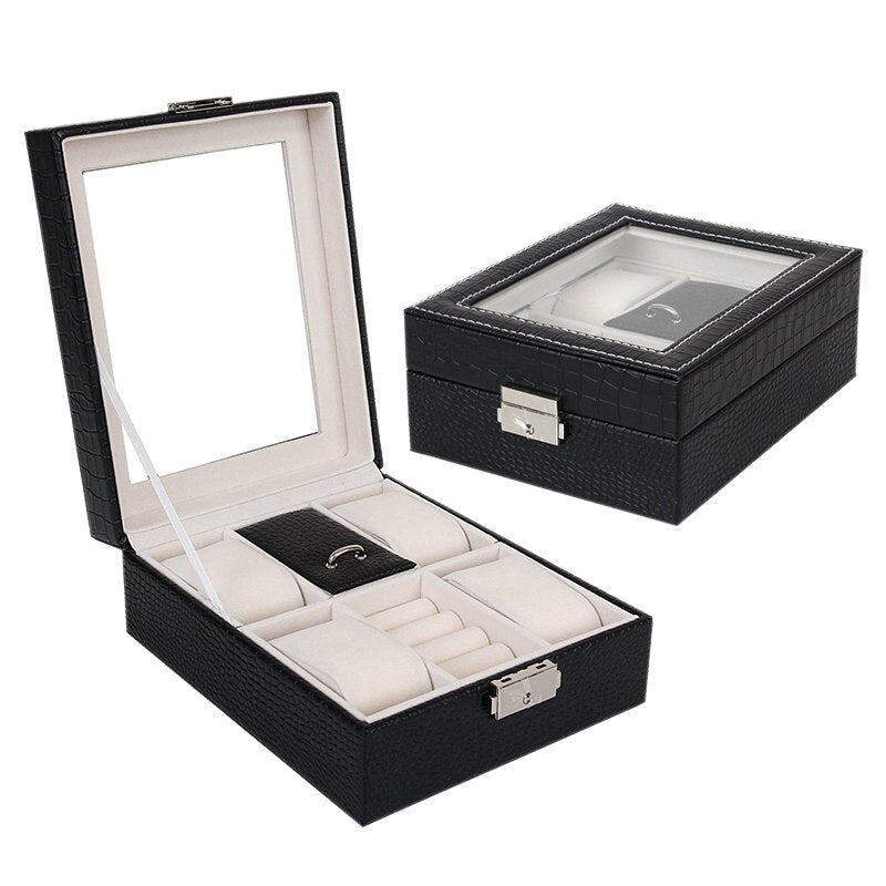 Coffret Montre Simili Cuir Crocodile 4 Places