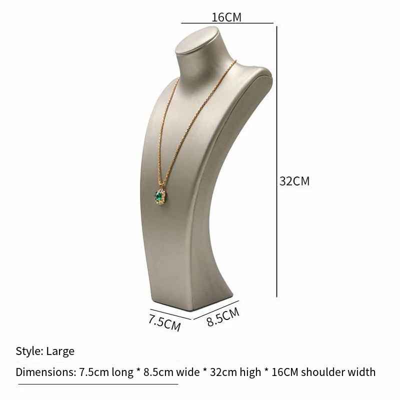 Présentoir Collier Simili Cuir Gris perle