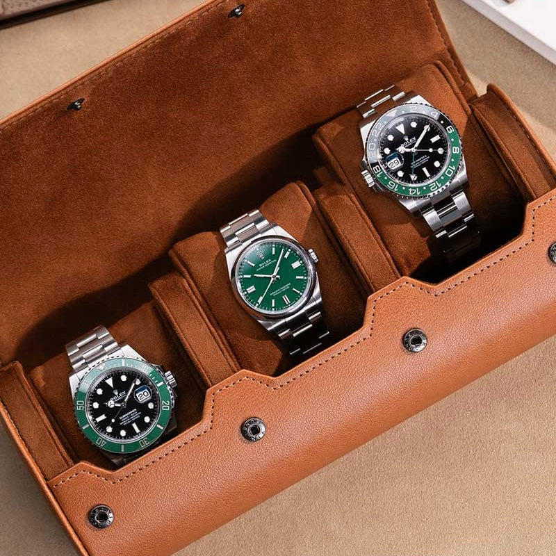Étui Montres Cuir Véritable 3 Places Voyage
