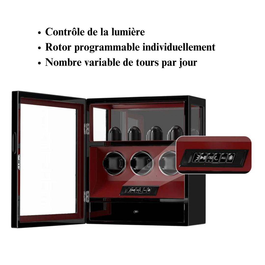 Coffre Fort Montre Cuir 3 Places Empreinte Digitale Premium