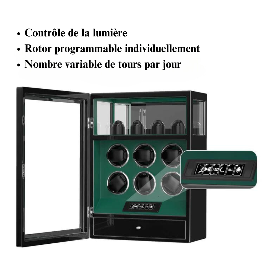 Remontoir 6 Montres Vert Souverain Empreinte Digitale
