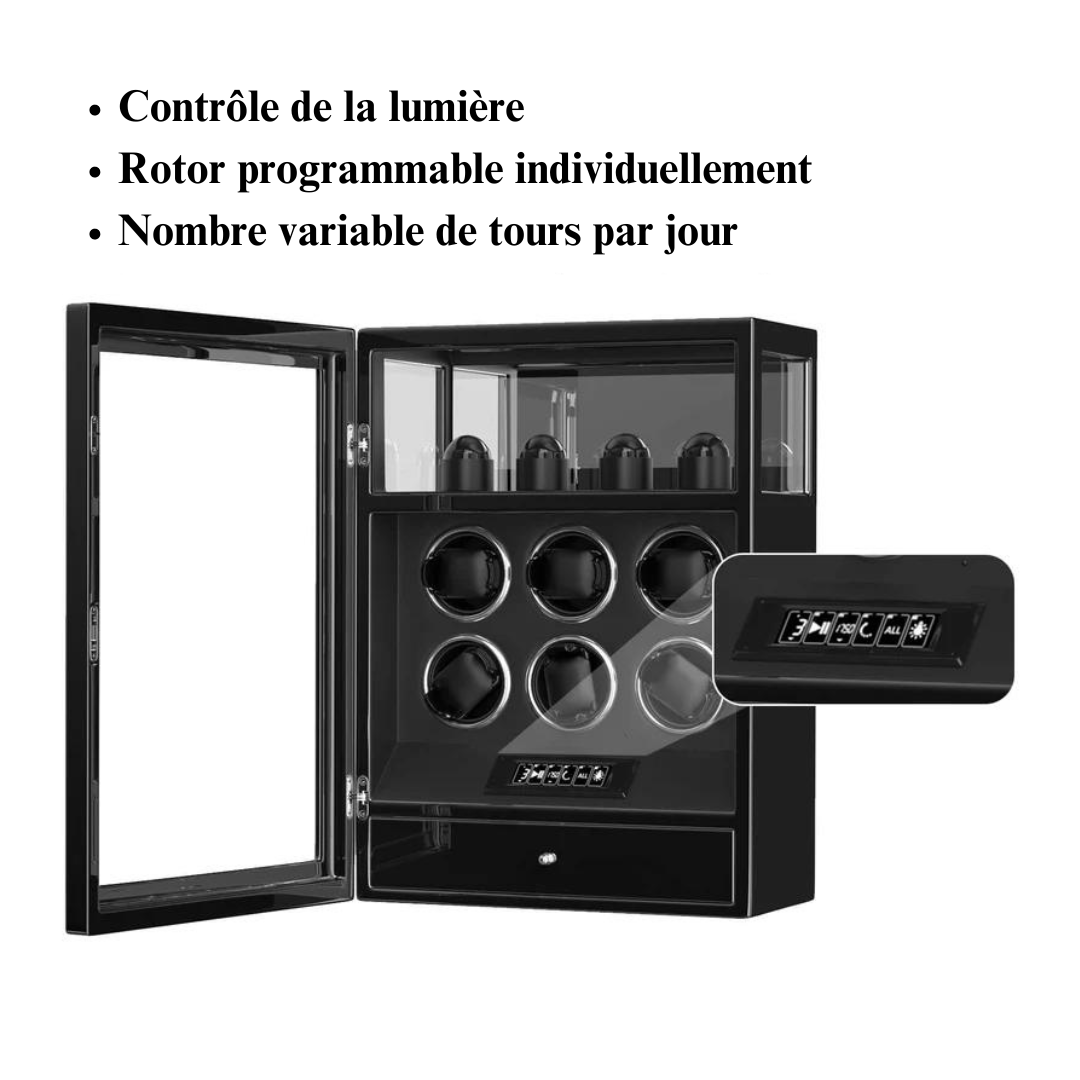 Remontoir 6 Montres Noir Empreinte Digitale Impérial