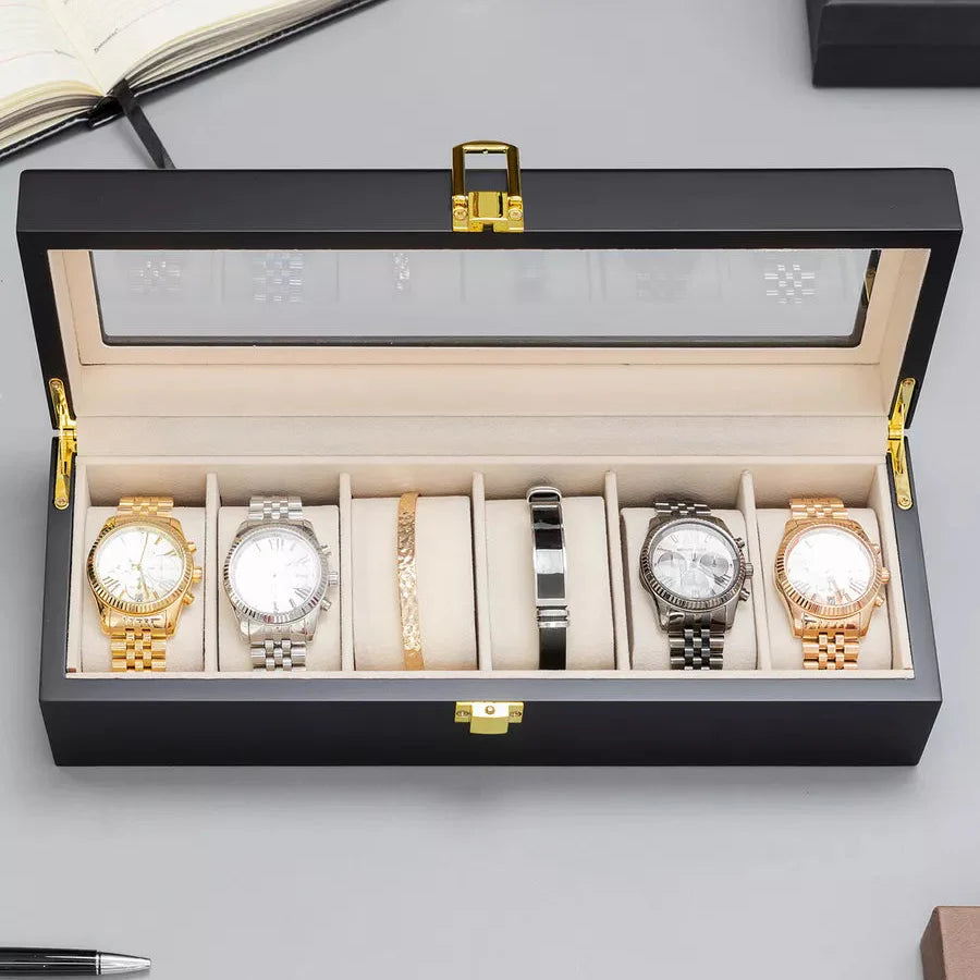 Boîte Rangement Montres Vitrine Luxe Noir Pro