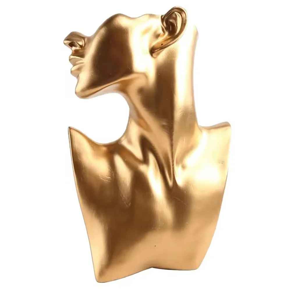 Présentoir collier buste femme doré 12cm