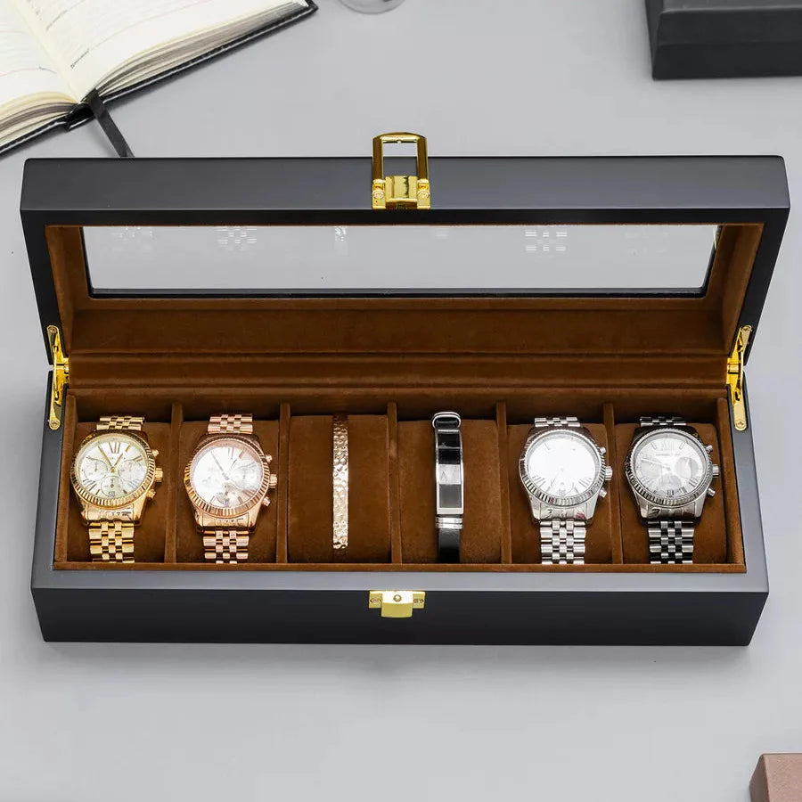 Boîte à Montres Simili Cuir Velours Vitrine