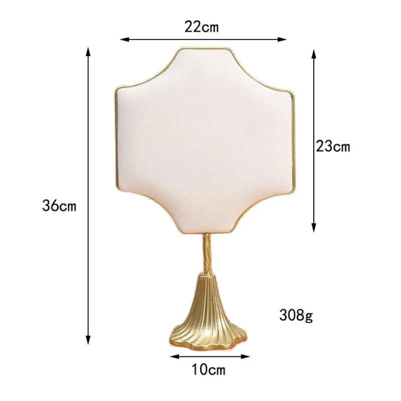 Presentoir à bijoux design velours Beige & doré Croix Floral