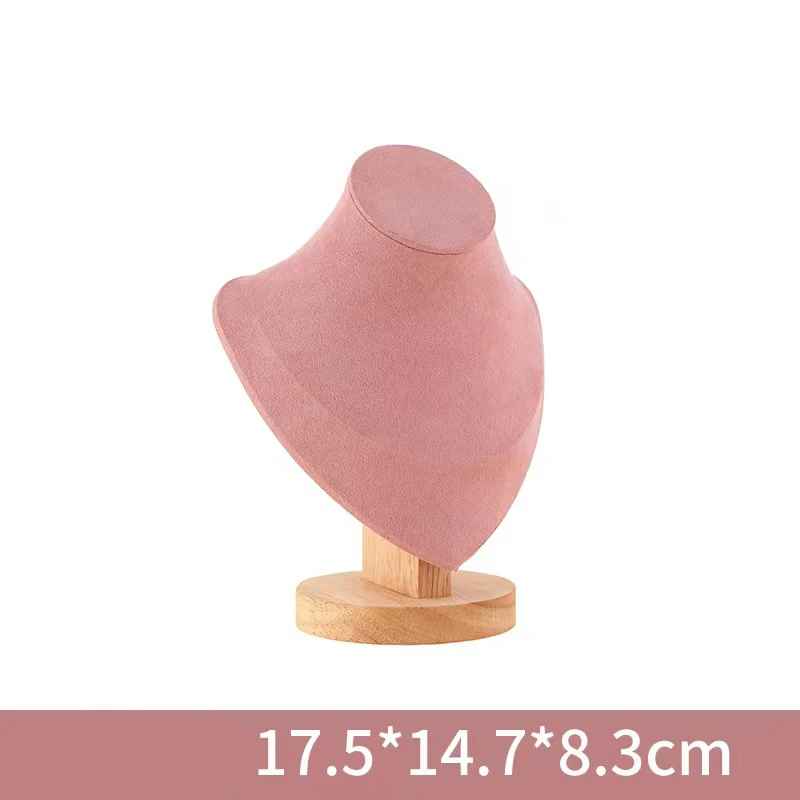 Présentoir collier velours rose