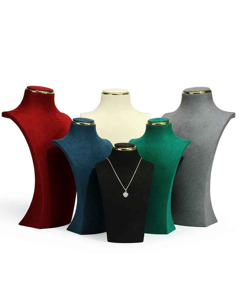 Présentoir collier buste microfibre luxe