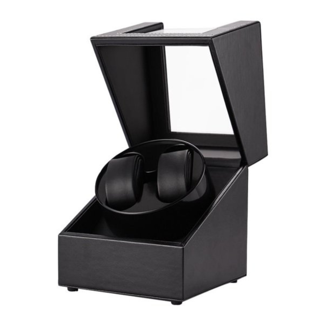 Remontoir Cuir Double Montres Nuit Noir Silencieux