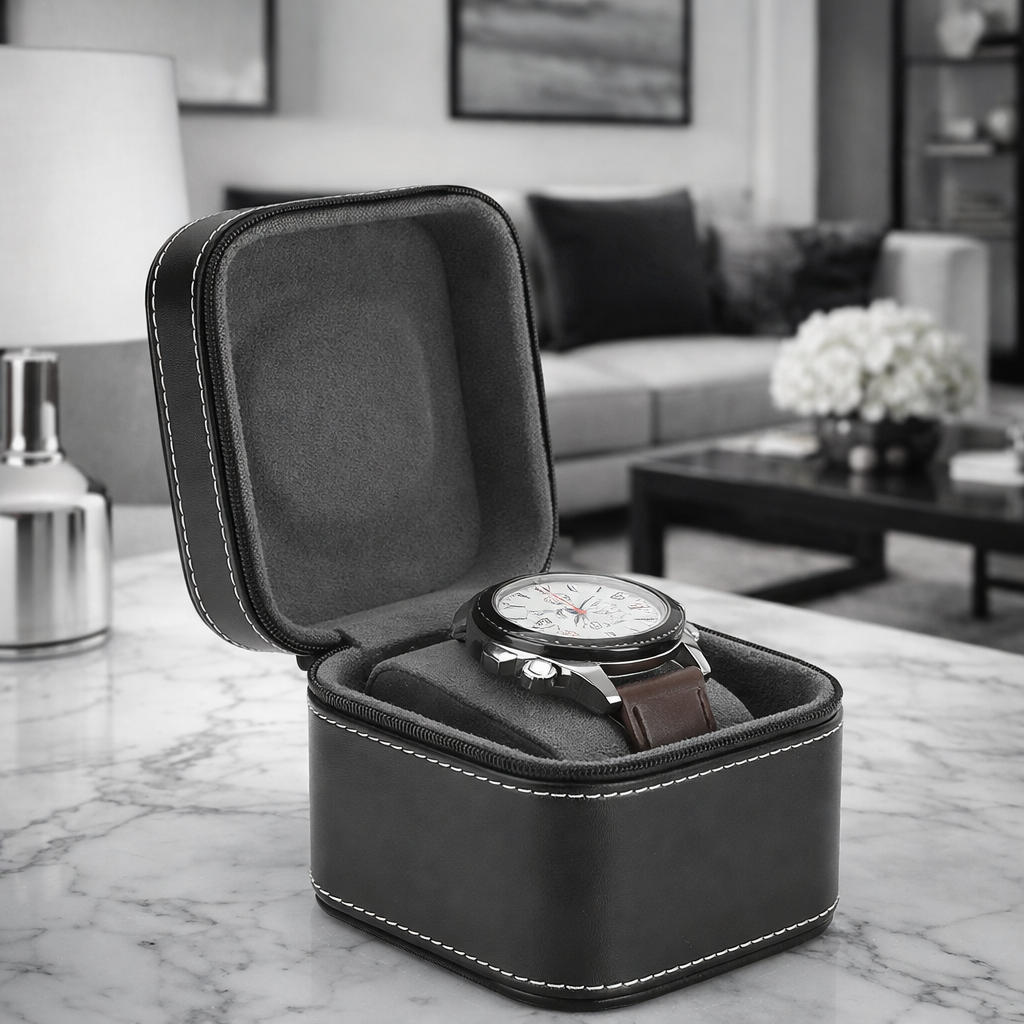 Étui Voyage Montre Cuir Carré Coussin