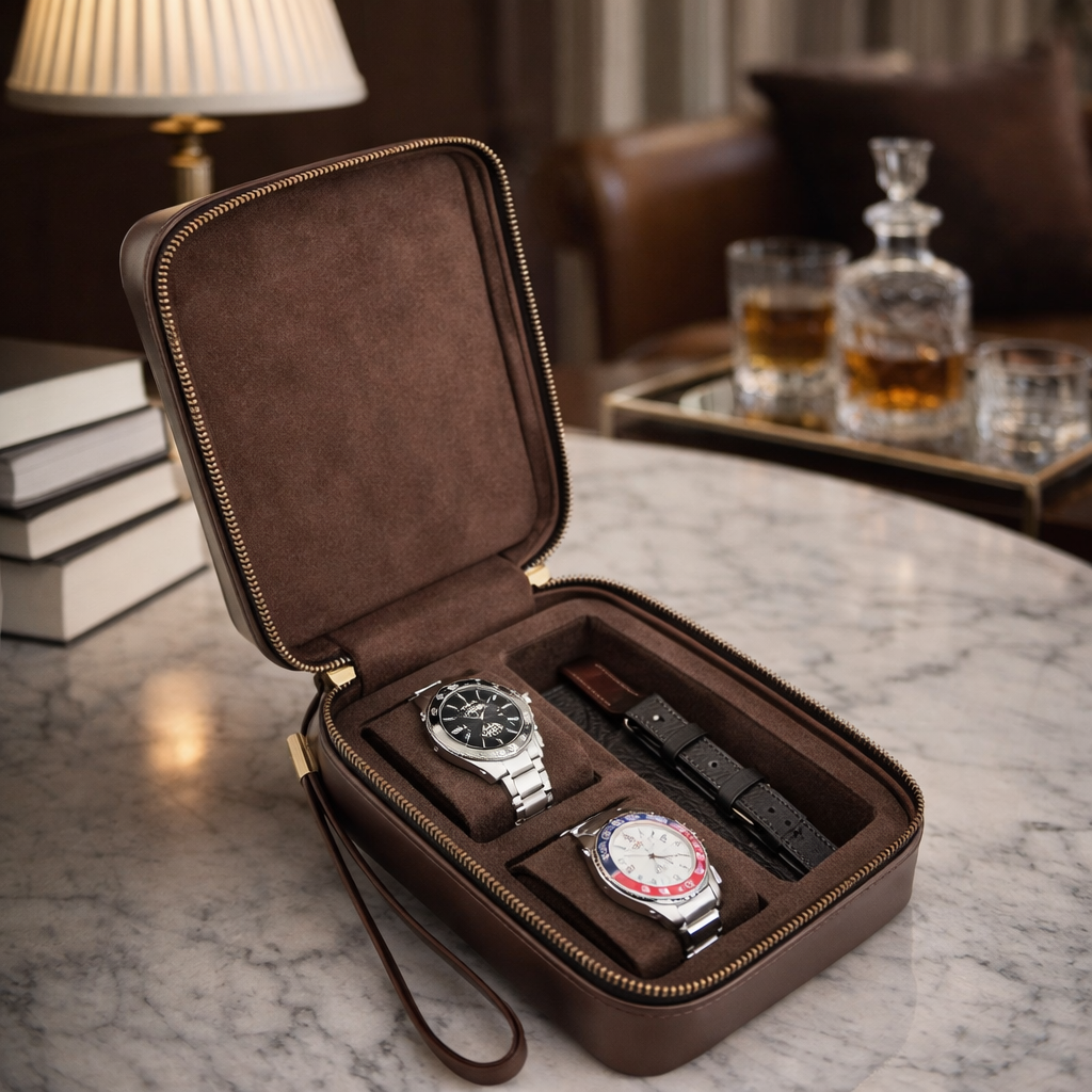 Étui Voyage Montre Cuir Rétro Multifonction