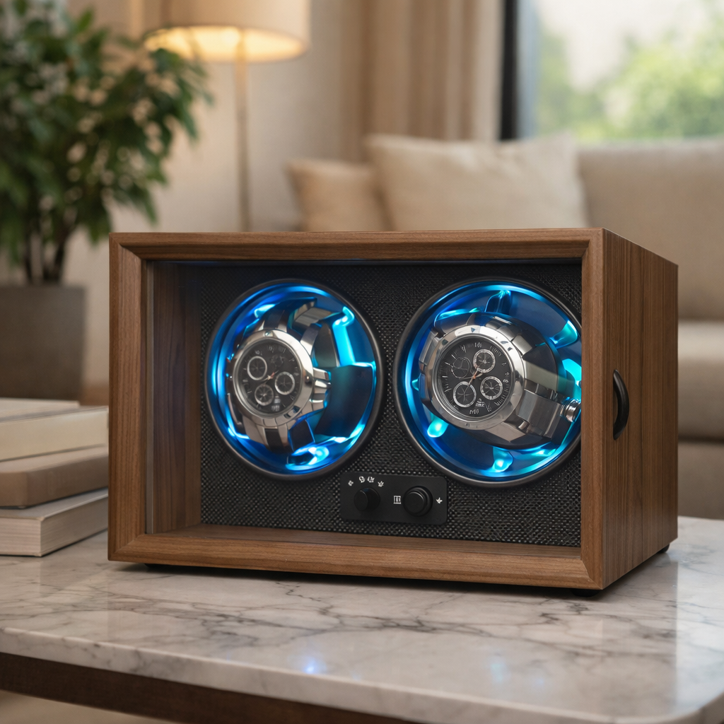Remontoir Montre Similicuir LED Bleue Silencieux