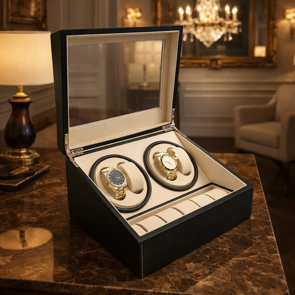 Remontoir Montre Automatique Bois Double Coffre