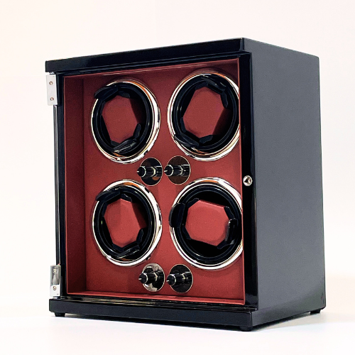 Remontoir Montre Automatique Bois Cuir Vitrine LED