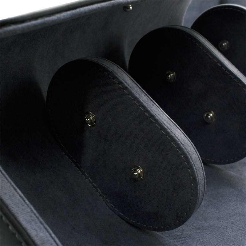 Etui Montre Cuir Noir 3 Places Haut Gamme