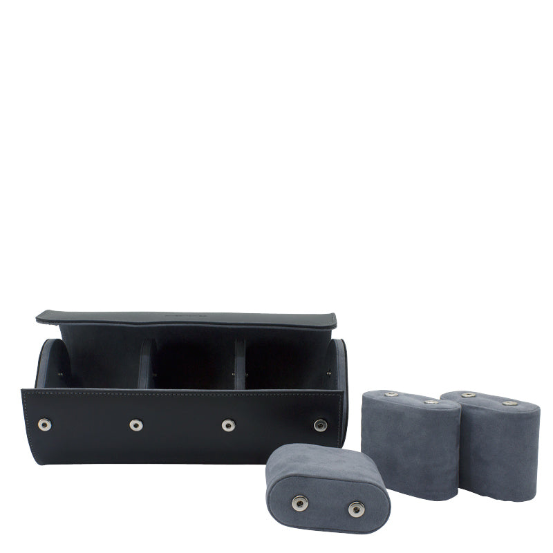 Etui Montre Cuir Noir 3 Places Haut Gamme
