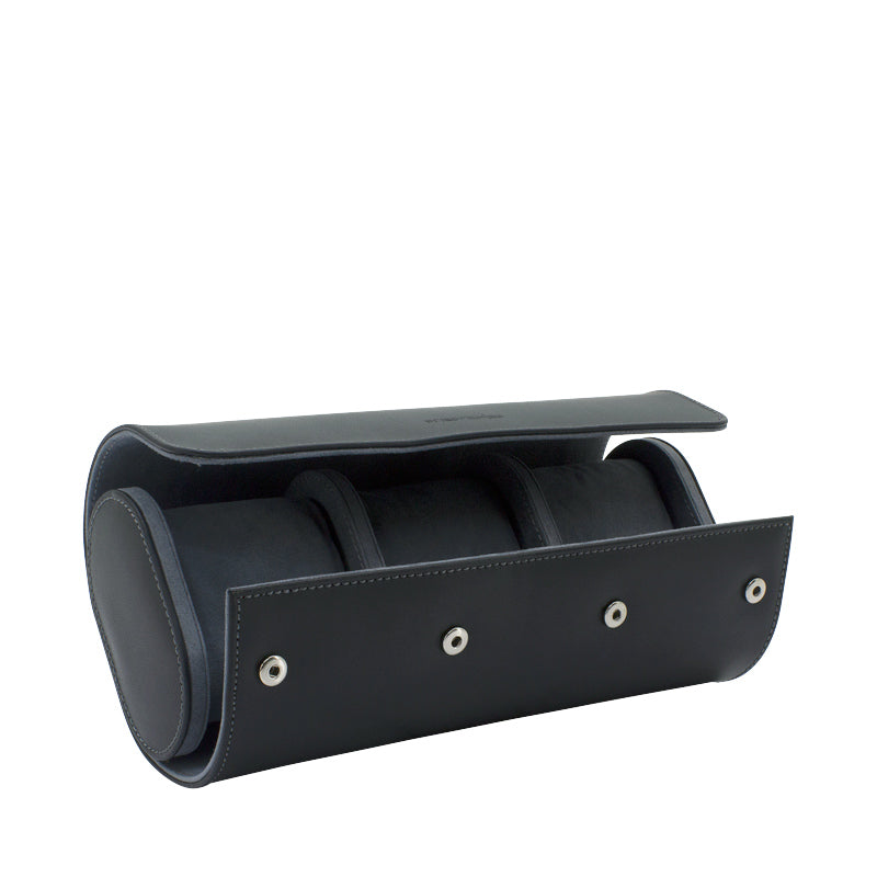 Etui Montre Cuir Noir 3 Places Haut Gamme