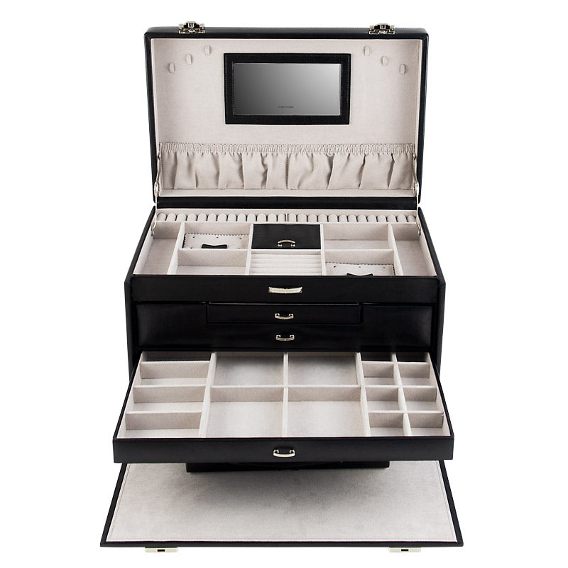 Coffret Bijoux Femme Cuir Bois Coffre Fort Luxe