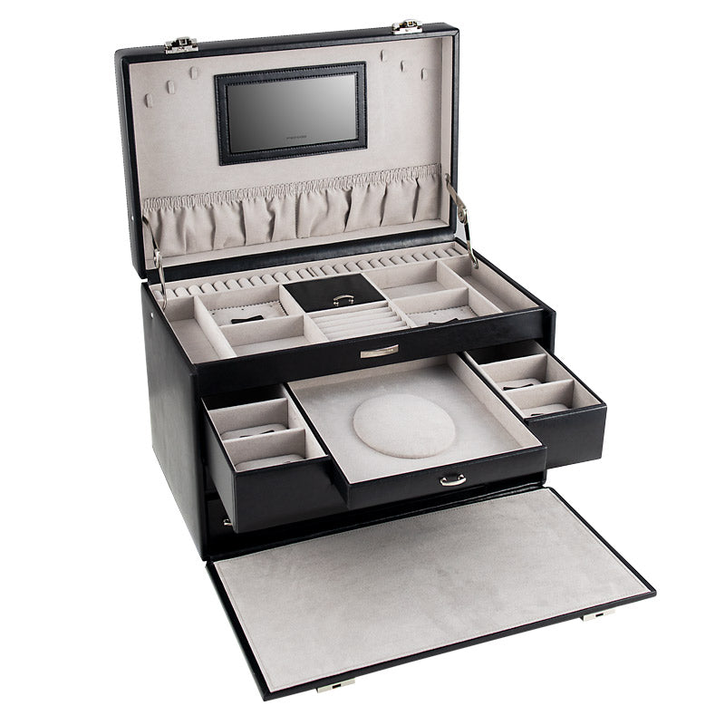 Coffret Bijoux Femme Cuir Bois Coffre Fort Luxe