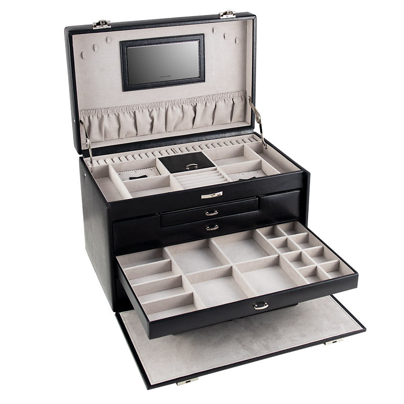 Coffret Bijoux Femme Cuir Bois Coffre Fort Luxe