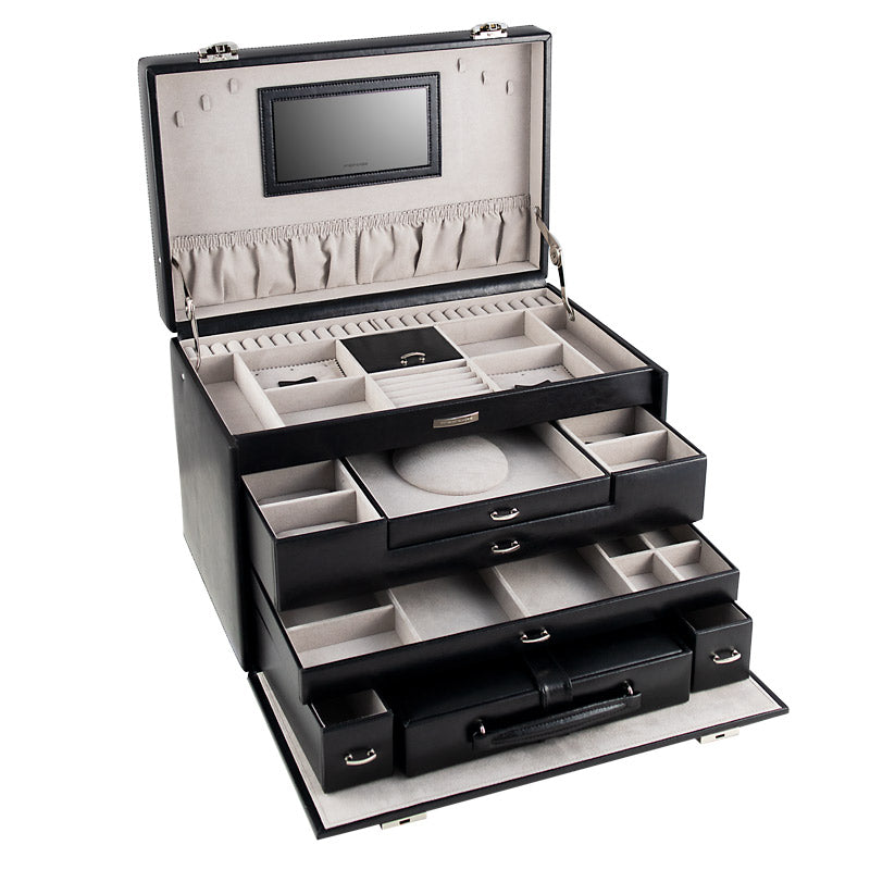 Coffret Bijoux Femme Cuir Bois Coffre Fort Luxe