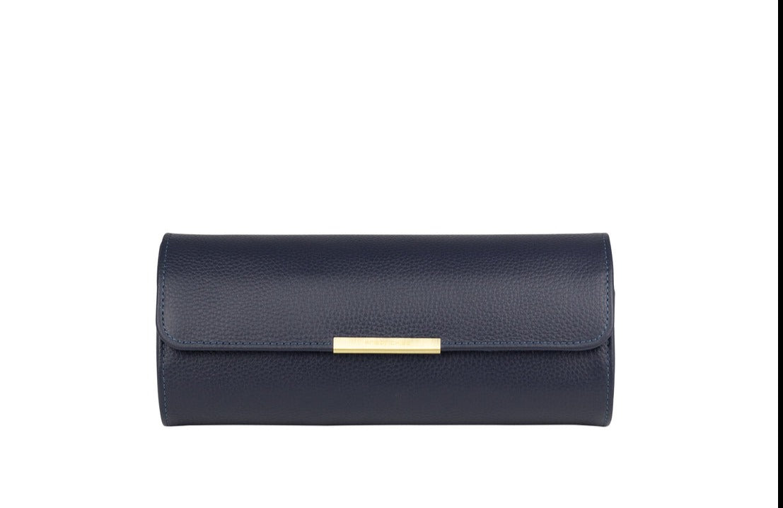 Etui Montre Cuir Veritable Bleu 3 Places Voyage
