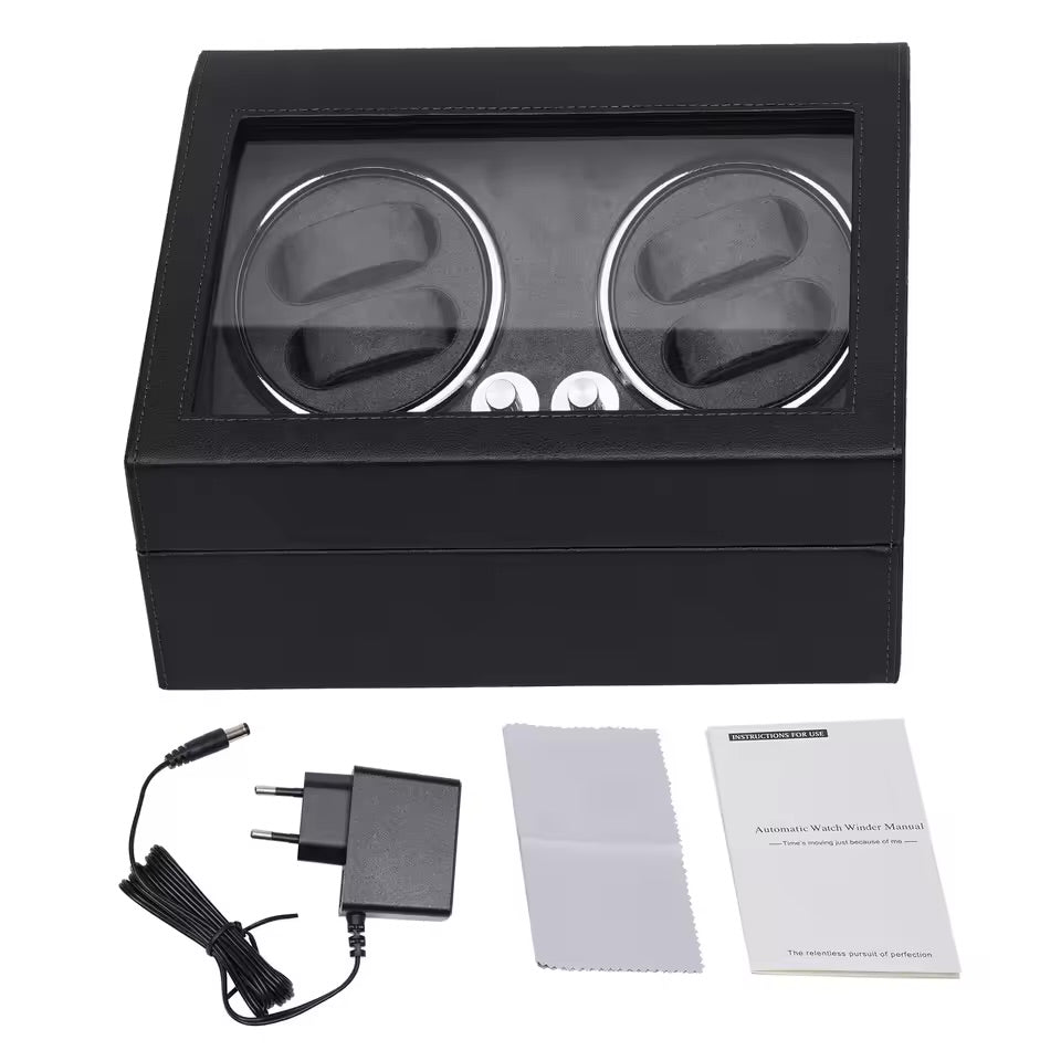 Remontoir 4 Montres Noir Luxe Tiroir Rangement