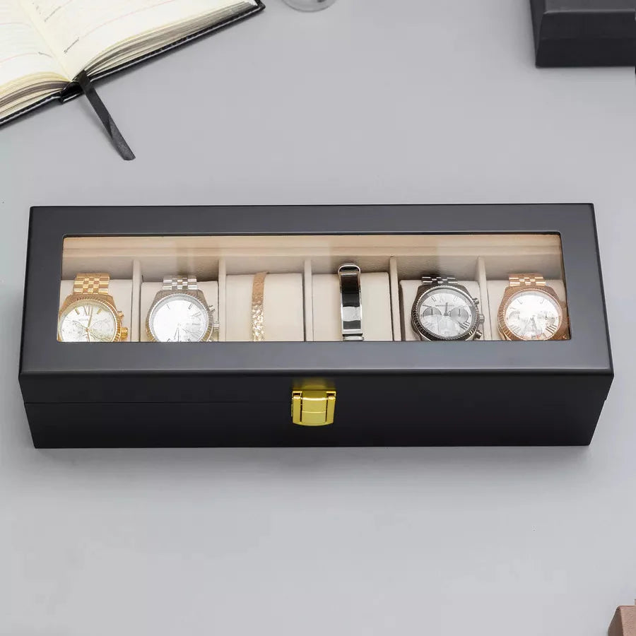 Boîte Rangement Montres Vitrine Luxe Noir Pro