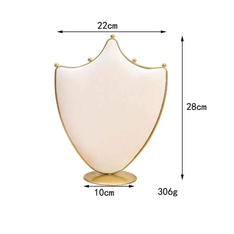 résentoir à Bijoux Design en Velours beige & Métal Doré – Forme Bouclier Royal