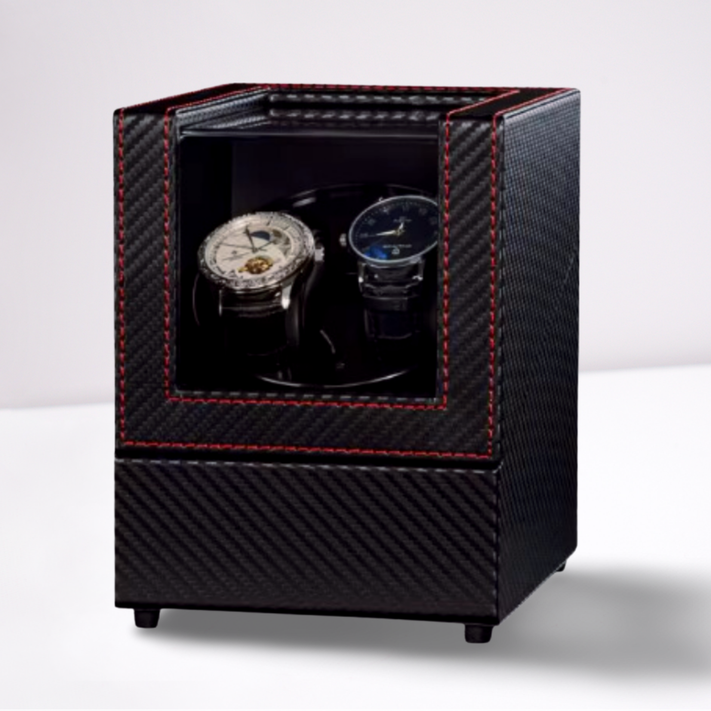 Remontoir Cuir Double Montres Nuit Noir Silencieux