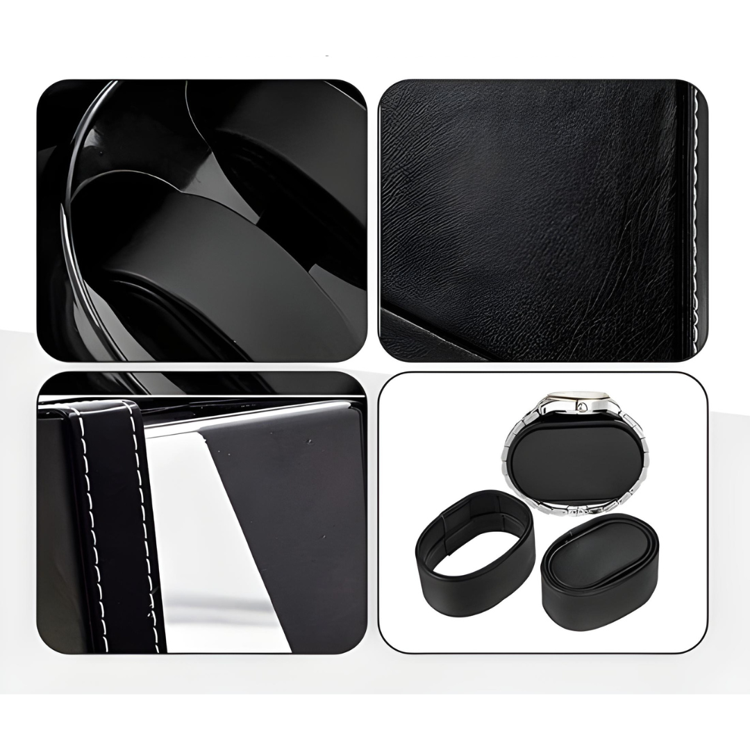 Remontoir Cuir Double Montres Nuit Noir Silencieux
