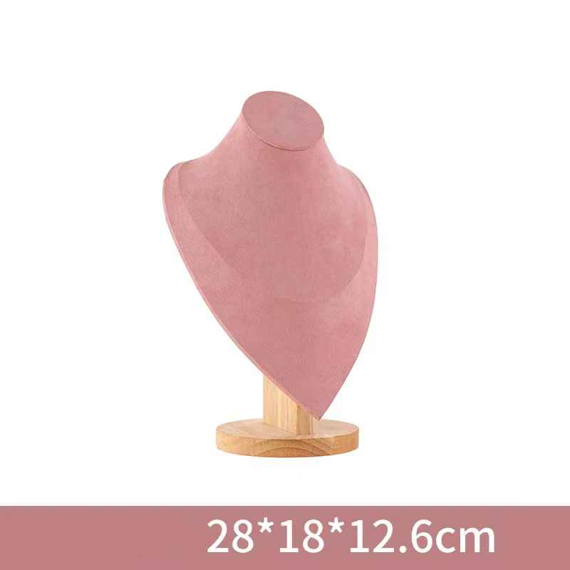 Présentoir collier velours rose