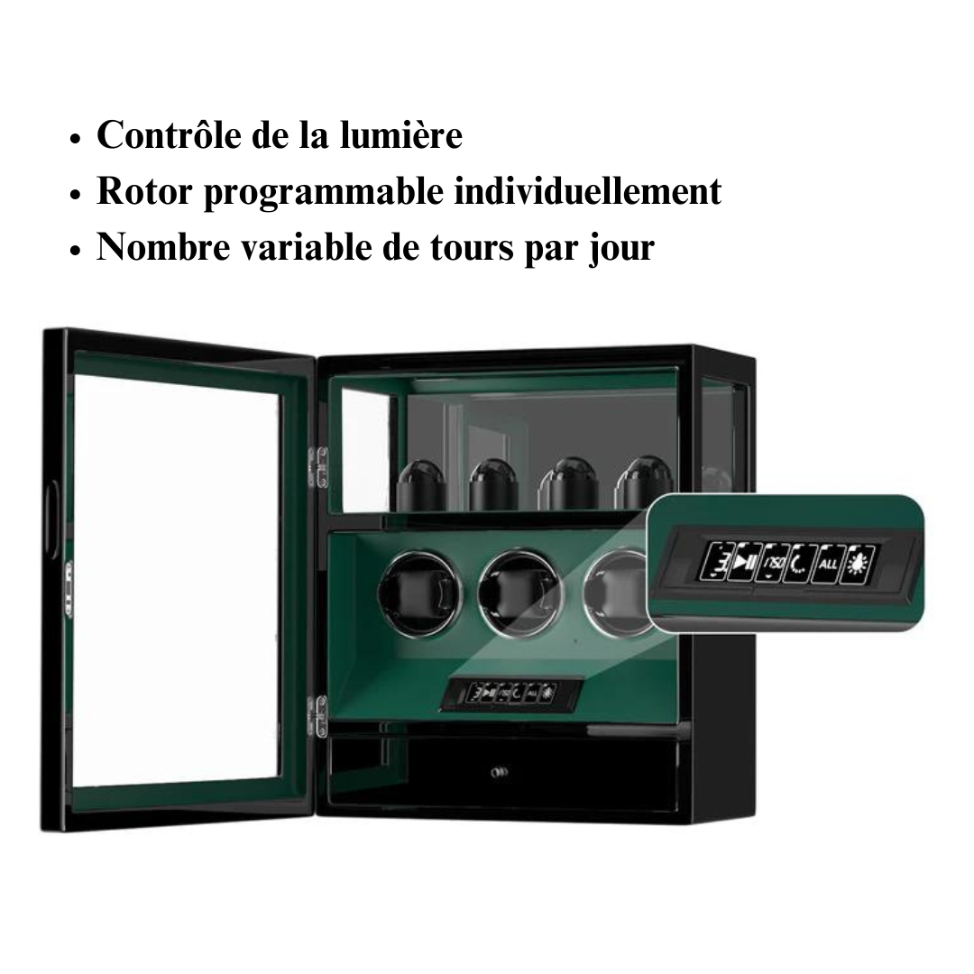 Coffre Fort Montre Cuir Vert Souverain 3 Places Biométrique