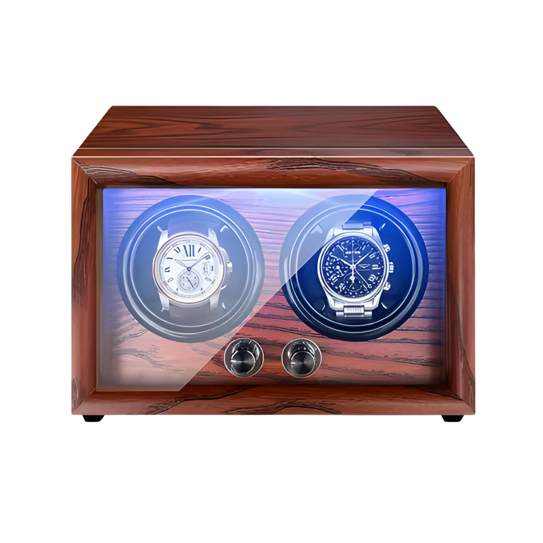 Remontoir Bois Massif Double Montres Automatiques Silencieux