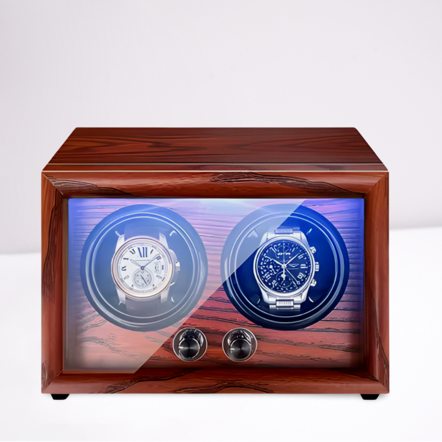 Remontoir Bois Massif Double Montres Automatiques Silencieux