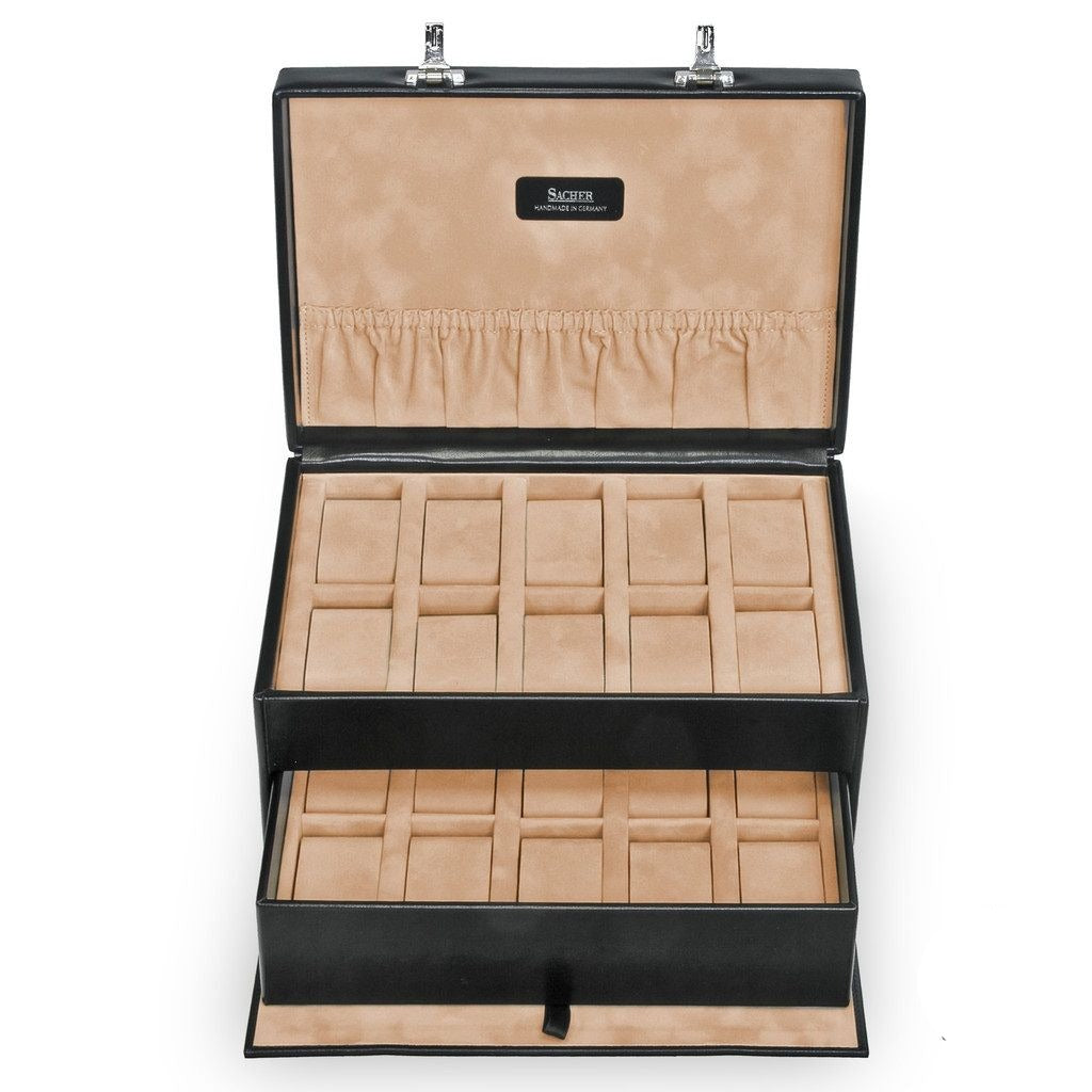 Boite a Montres Cuir Noir 20 Places Artisanale