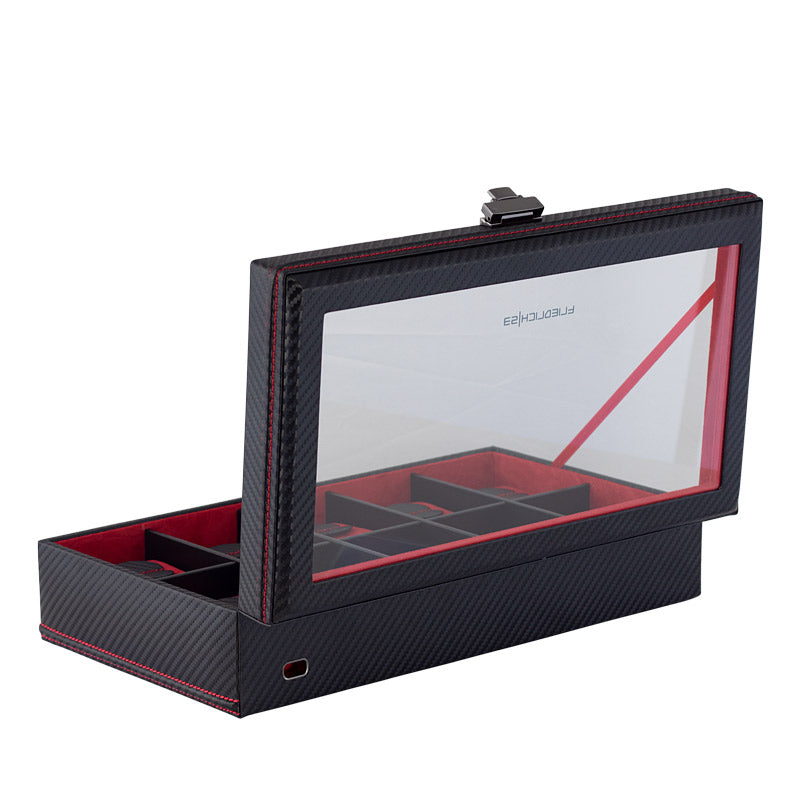 Boite a Montres Plastique Carbone 10 Places Vitrine