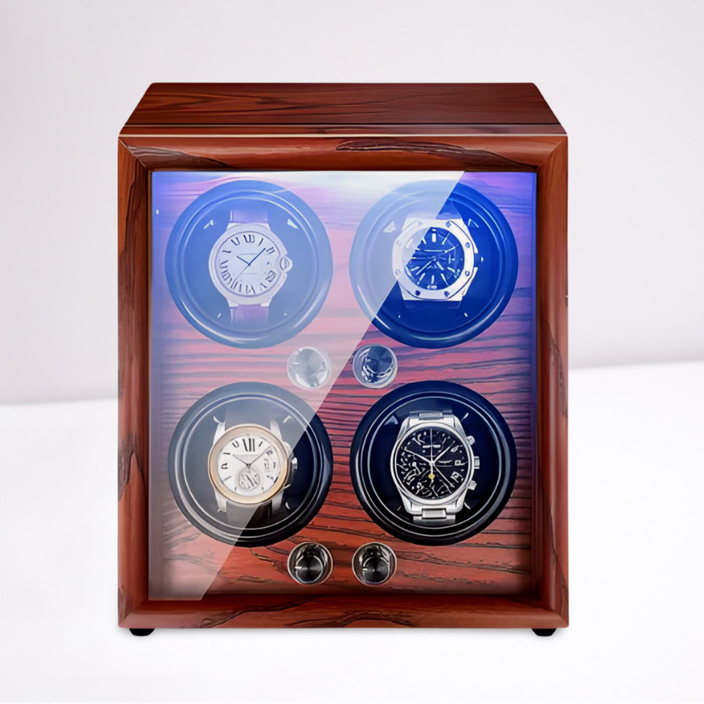 Remontoir Montre Automatique Bois Massif LED Vitrine