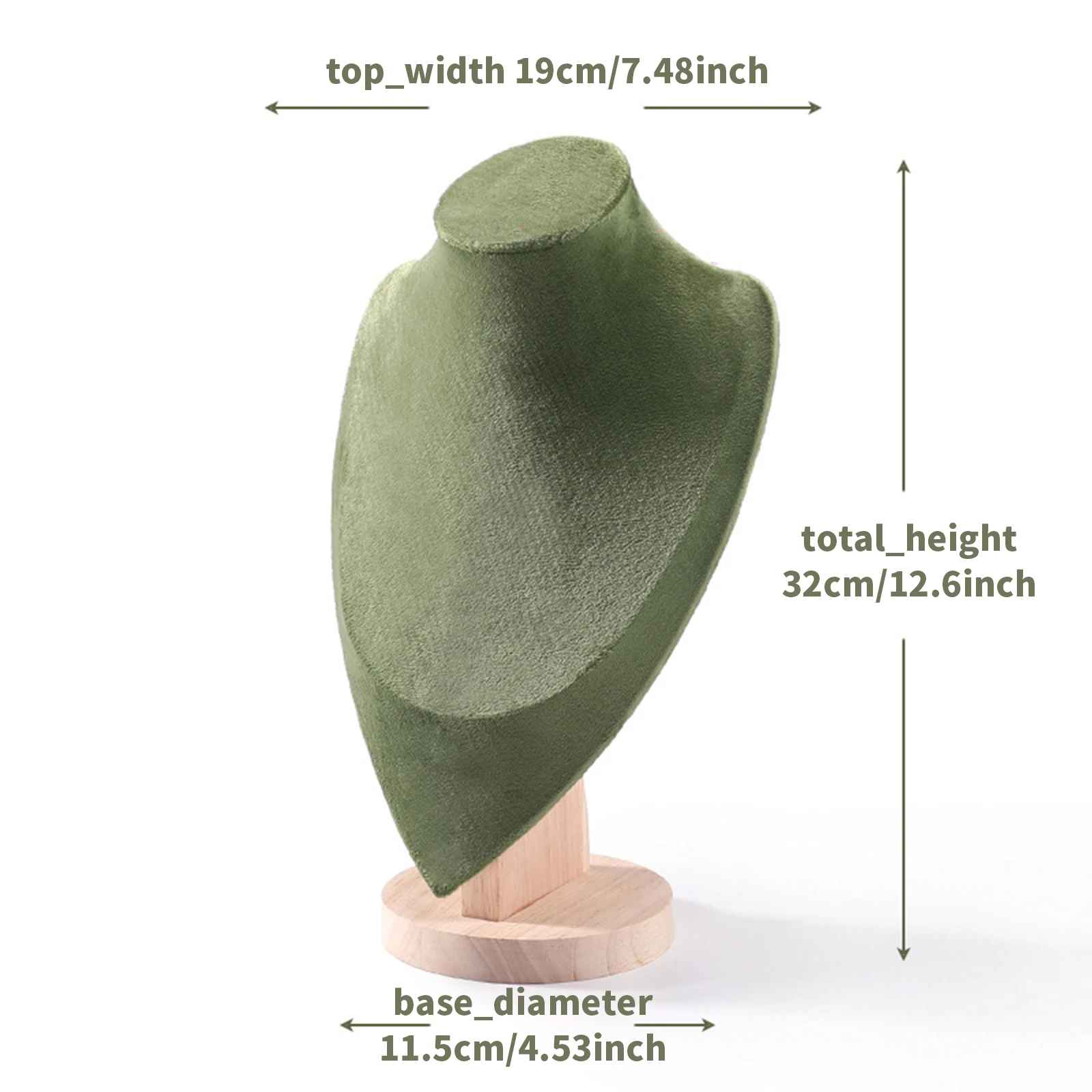 Présentoir Collier Vert Velours & Bois 32 × 19 cm