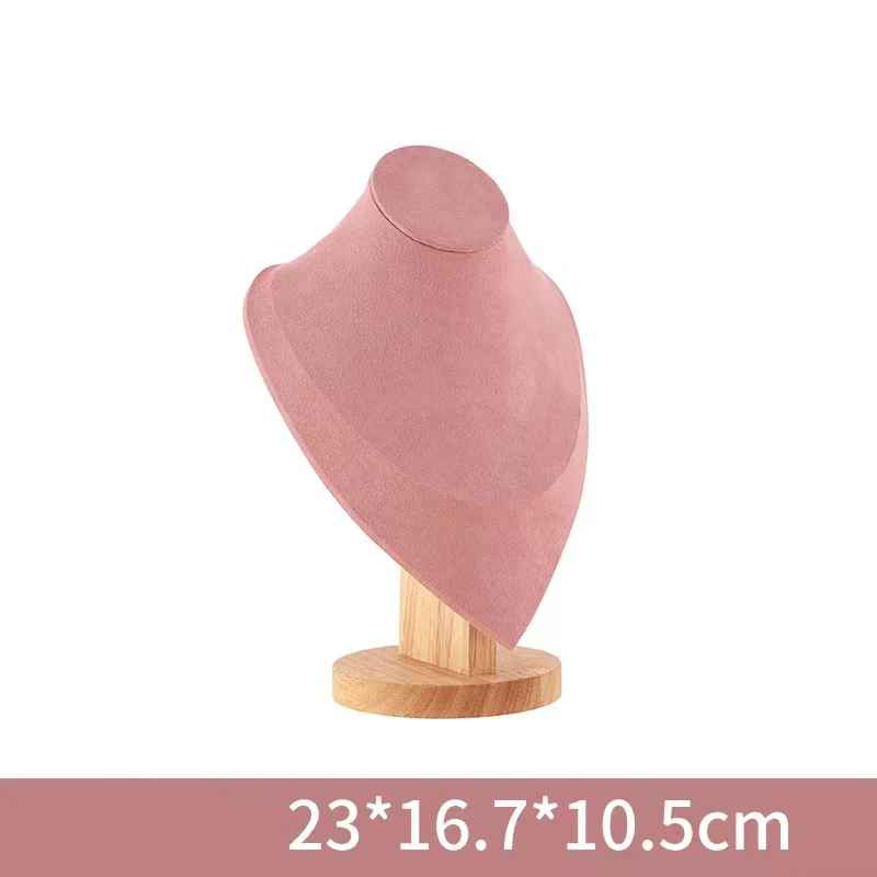 Présentoir collier velours rose